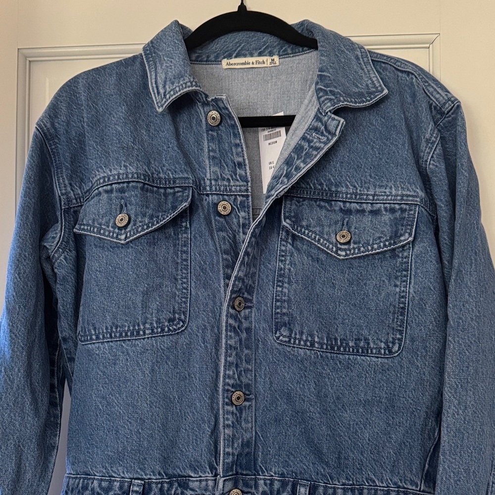 Abercrombie & Fitch Light Blue Long Sleeve Denim Dress with Pockets